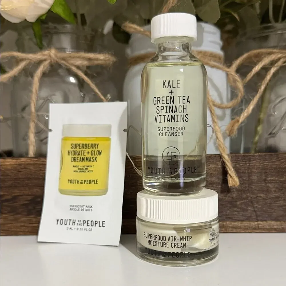 New Youth To The People Superfood Skincare Trio Skincare Set Travel Set - NIB